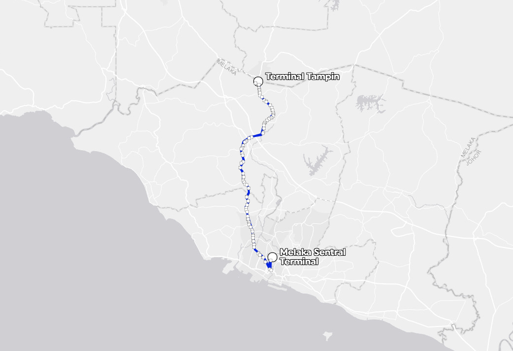 BAS.MY Melaka M20 Overview Route Map